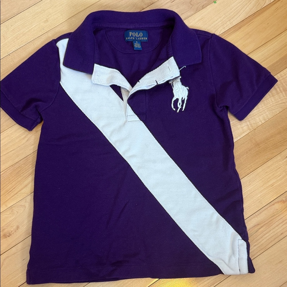 Polo by Ralph Lauren Kids Polo Shirt in Purple and White